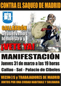 Manifestación conjunta de vecinos y trabajadores contra el abandono de los barrios y servicios públicos en Madrid