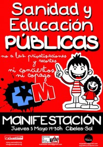 No a la privatización de la Sanidad y la Educación