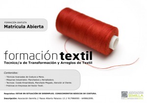 Apertura matricula Curso Técnico de Transformación y Arreglos de Textil